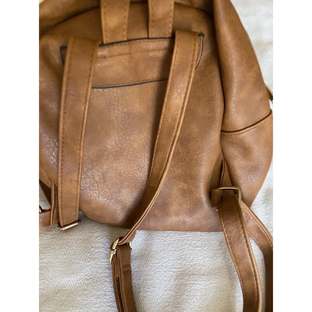 N Gil Women’s purse backpack Brown Faux Leather
